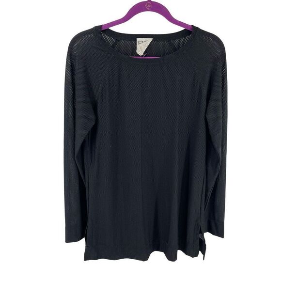 Relax by Lynn Ritchie mesh oversized shirt top small black workout exercise - Picture 1 of 11